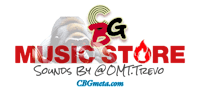 the logo for cbg music store sounds by cmtro